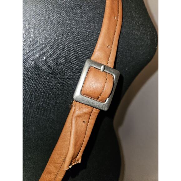 SVEN BERKELEY USA Zippered Crossbody Bag Leather 9.5x9x2 Brown - Picture 2 of 12